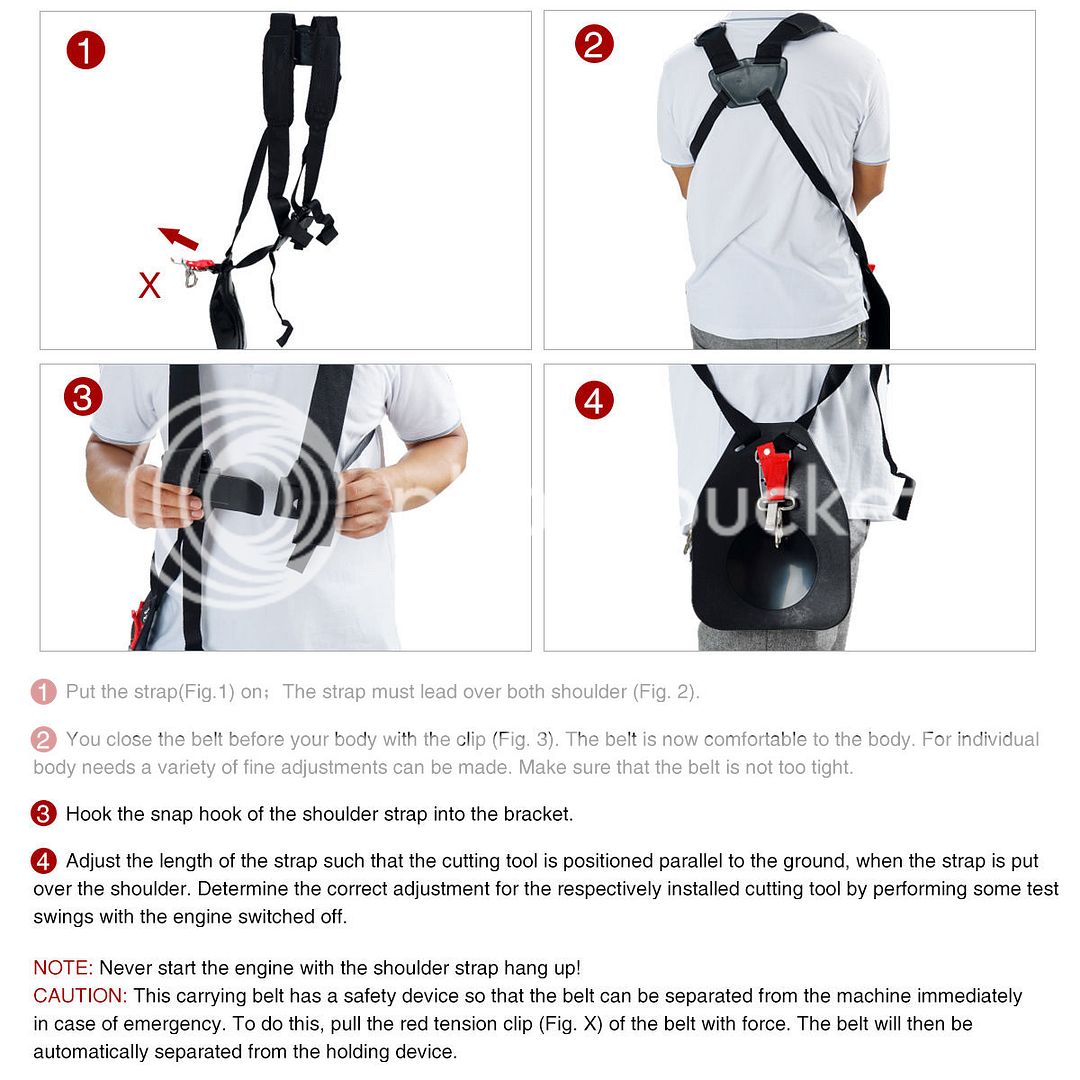 Strimmer Double Shoulder Harness Strap+Carry Hook For Brush Cutter